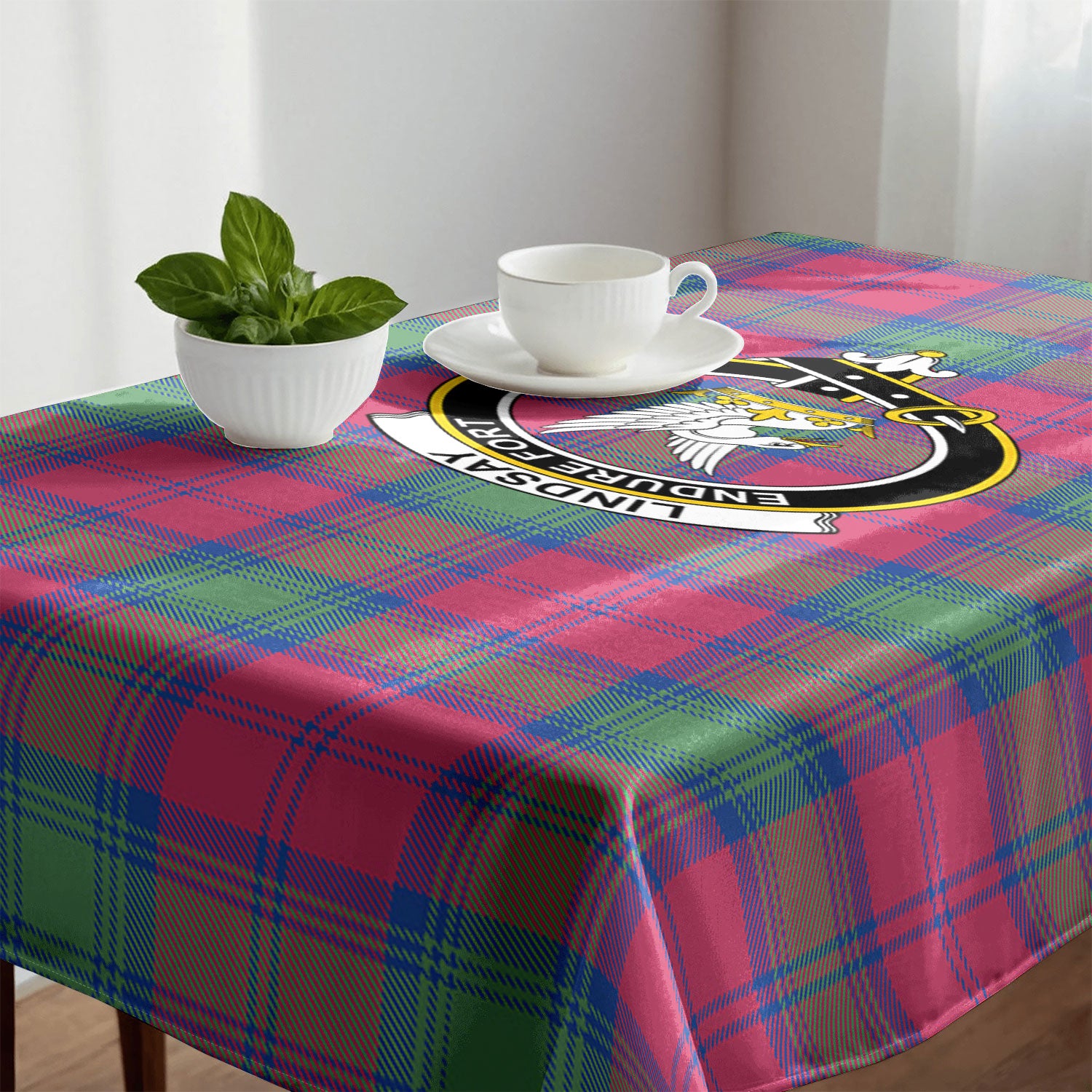Lindsay Ancient Tartan Crest Tablecloth