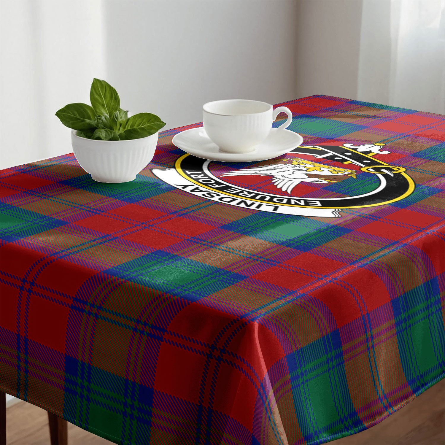 Lindsay Modern Tartan Crest Tablecloth
