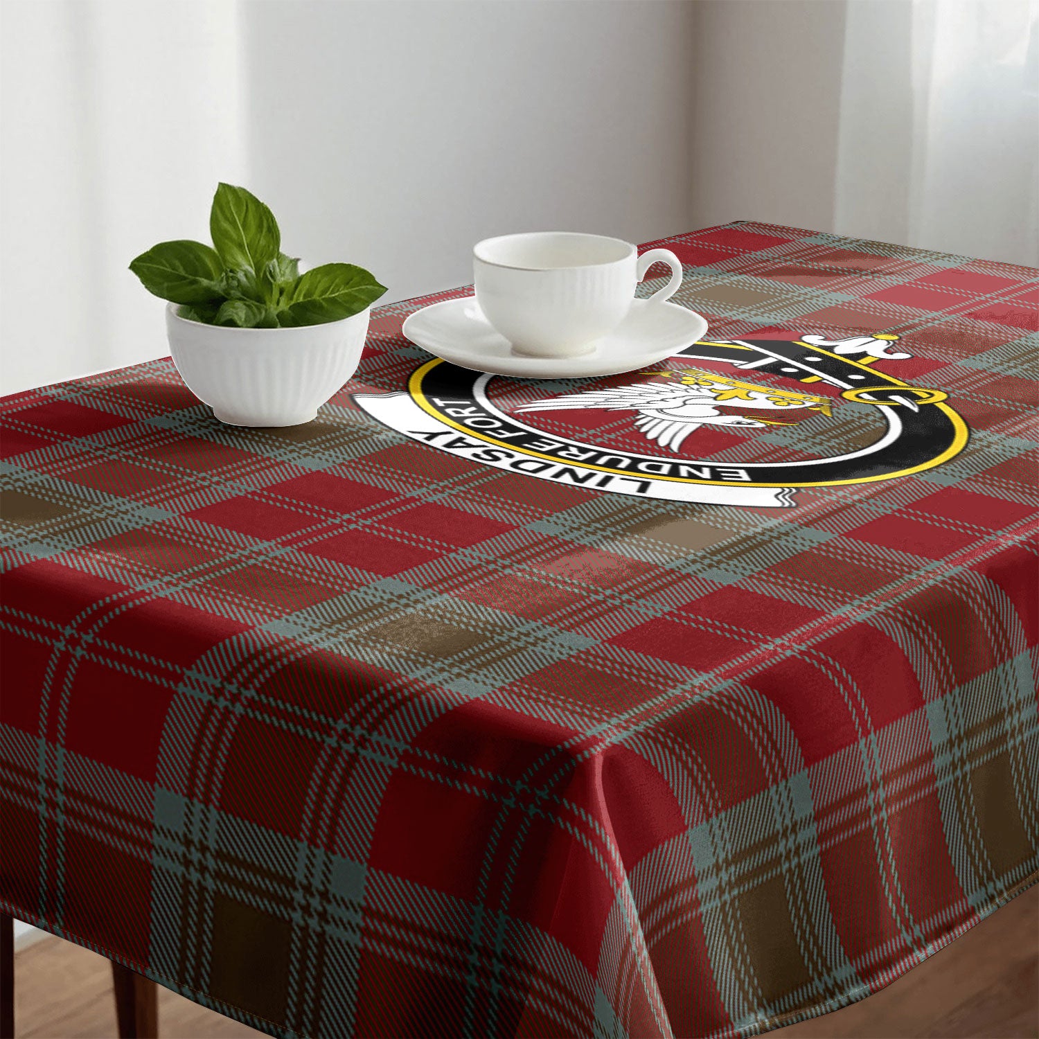 Lindsay Weathered Tartan Crest Tablecloth