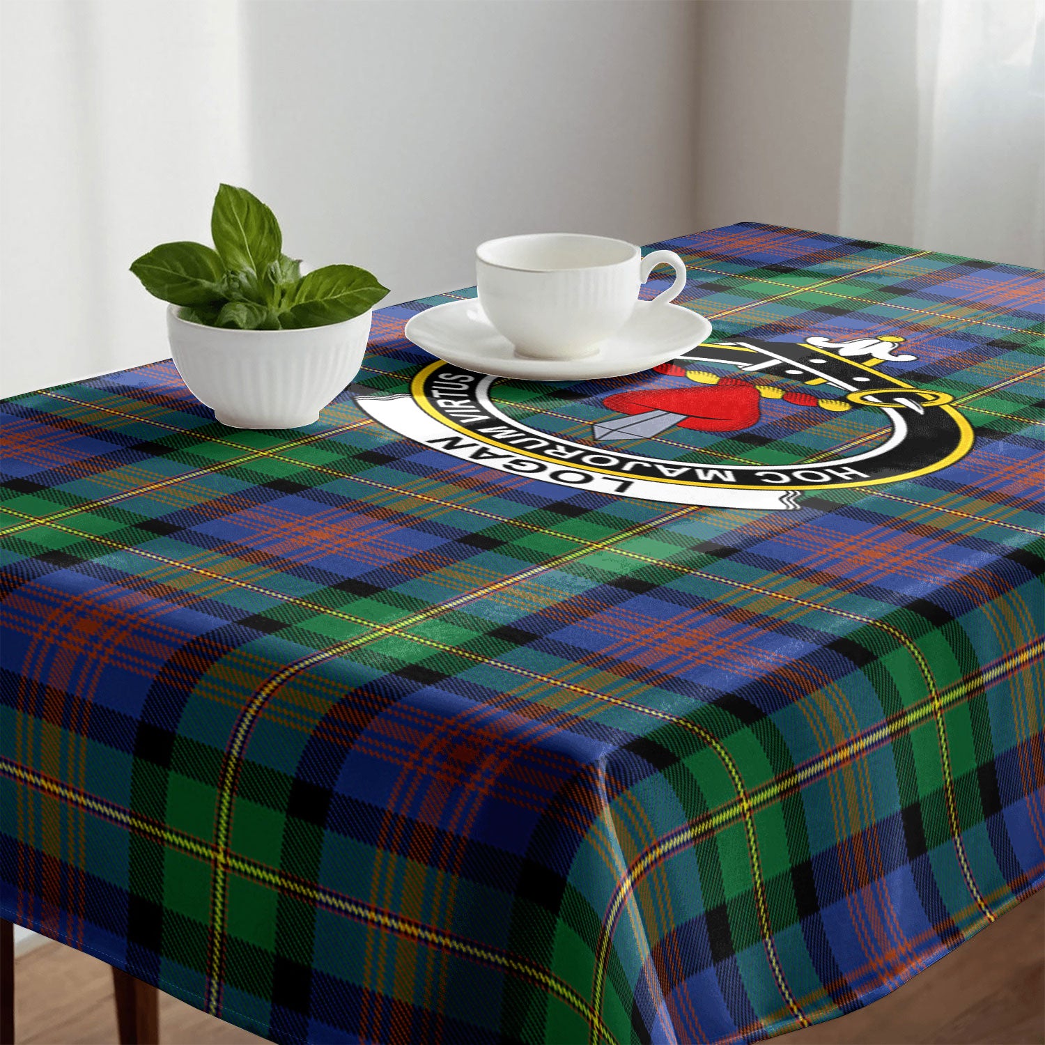 Logan Ancient Tartan Crest Tablecloth