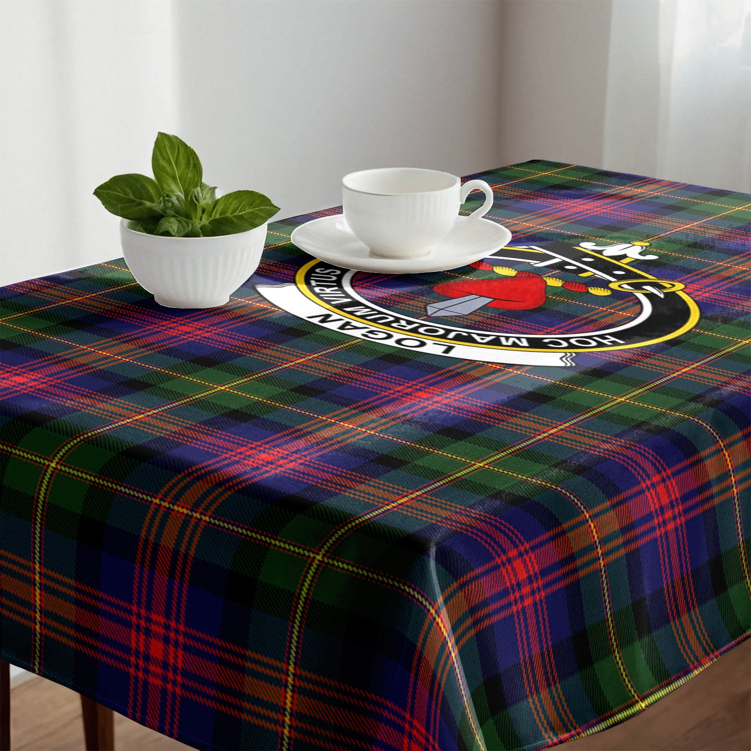 Logan Modern Tartan Crest Tablecloth