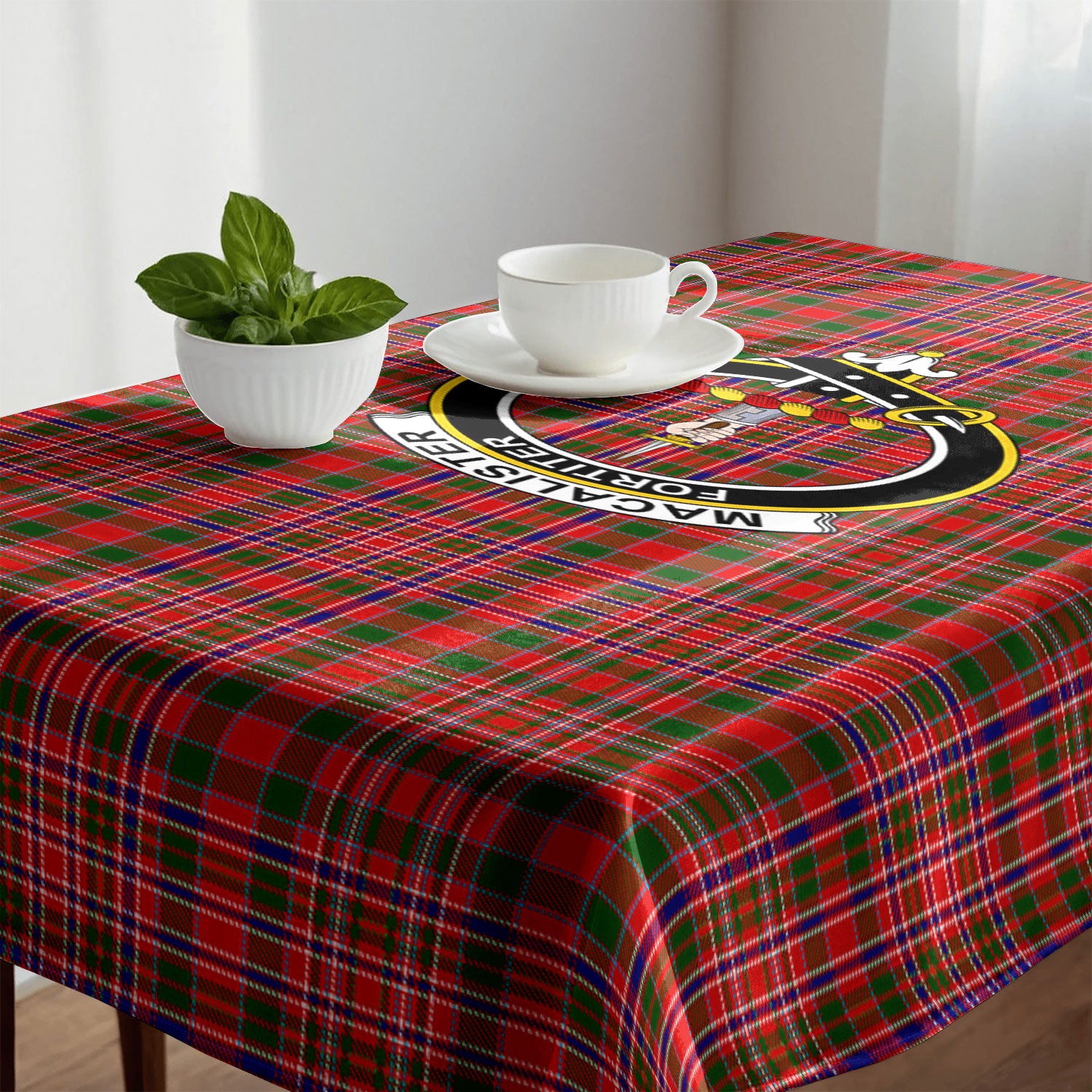 MacAlister Modern Tartan Crest Tablecloth