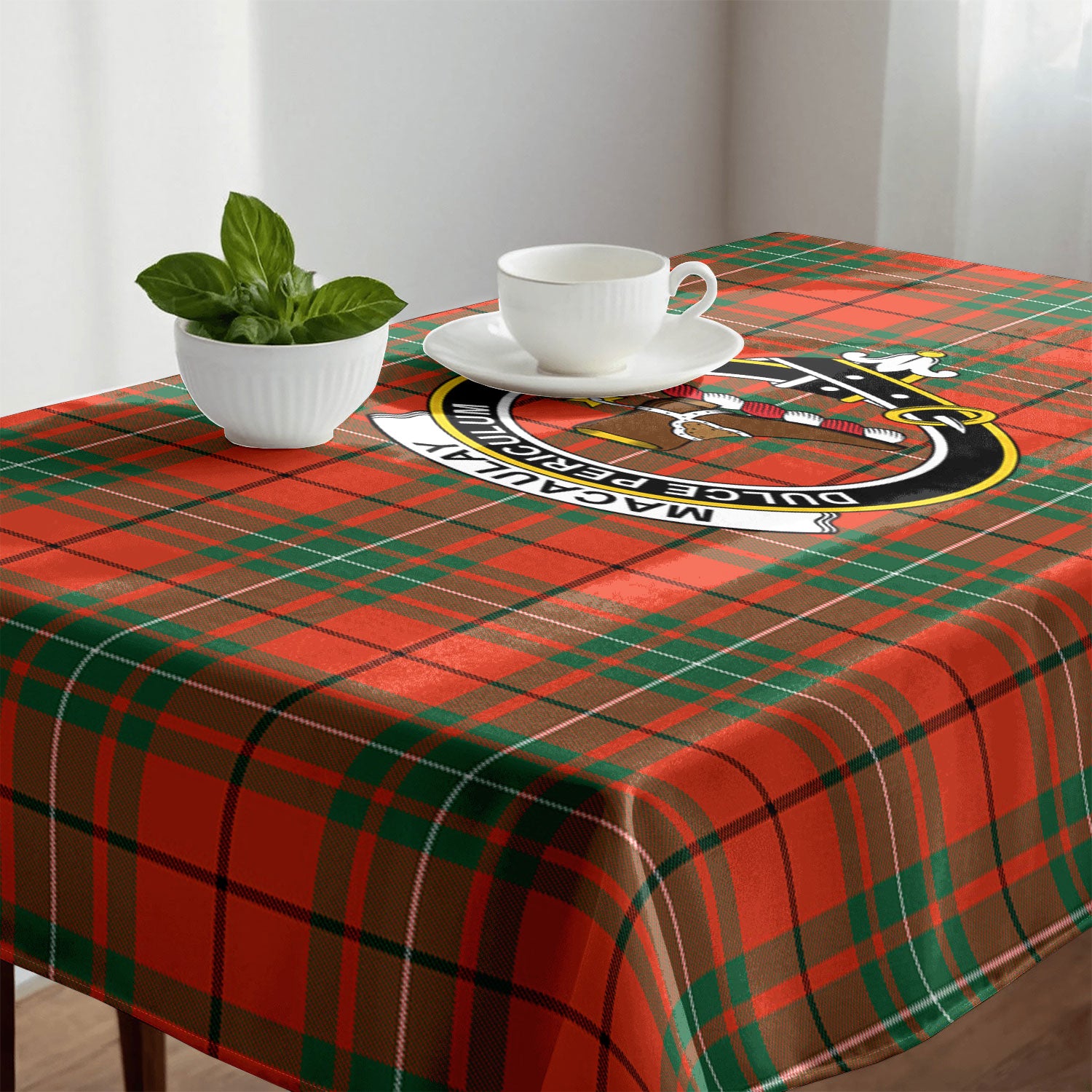 MacAulay Ancient Tartan Crest Tablecloth