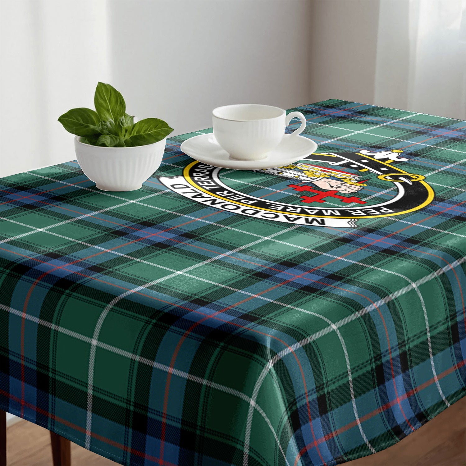 MacDonald of the Isles Hunting Ancient Tartan Crest Tablecloth