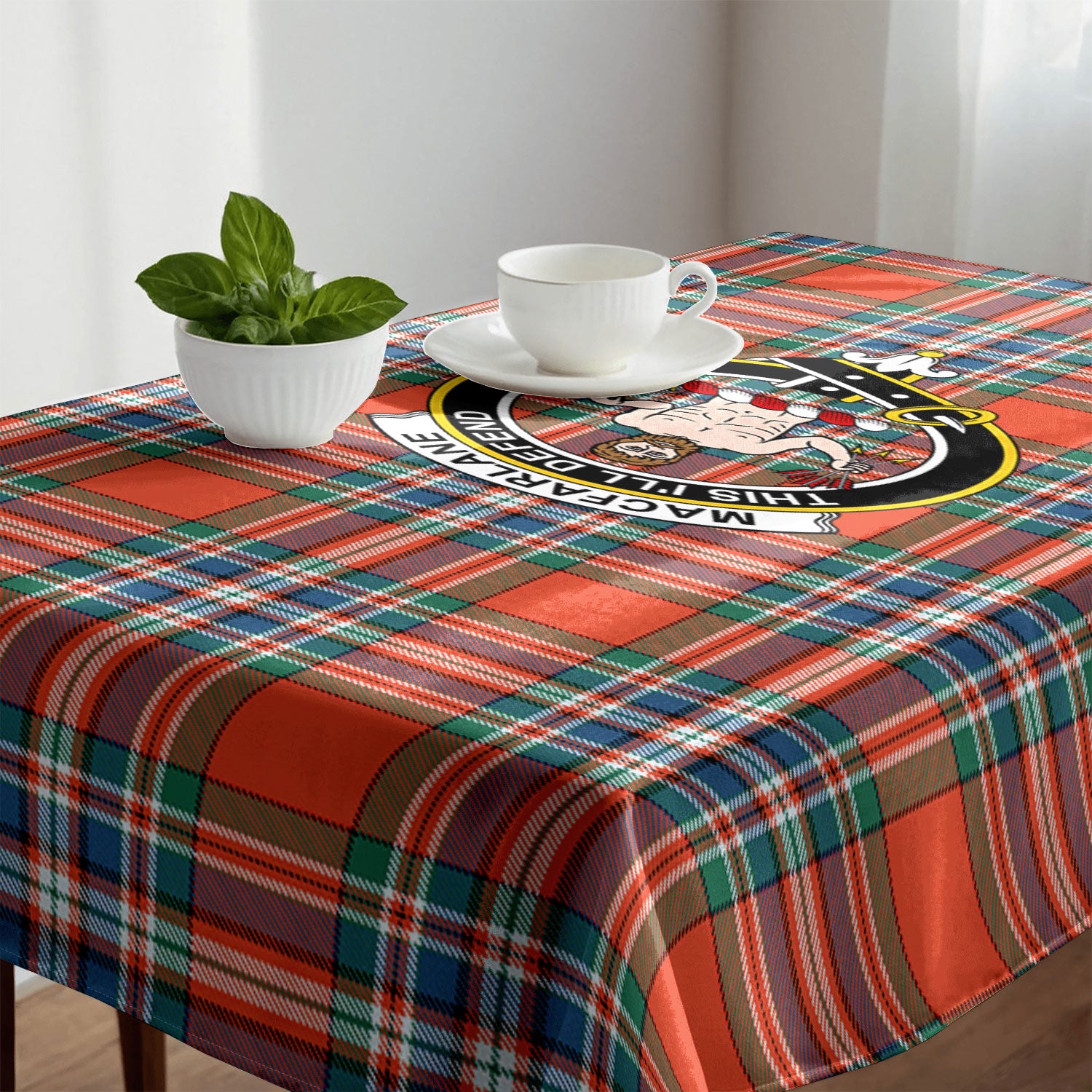 MacFarlane Ancient Tartan Crest Tablecloth