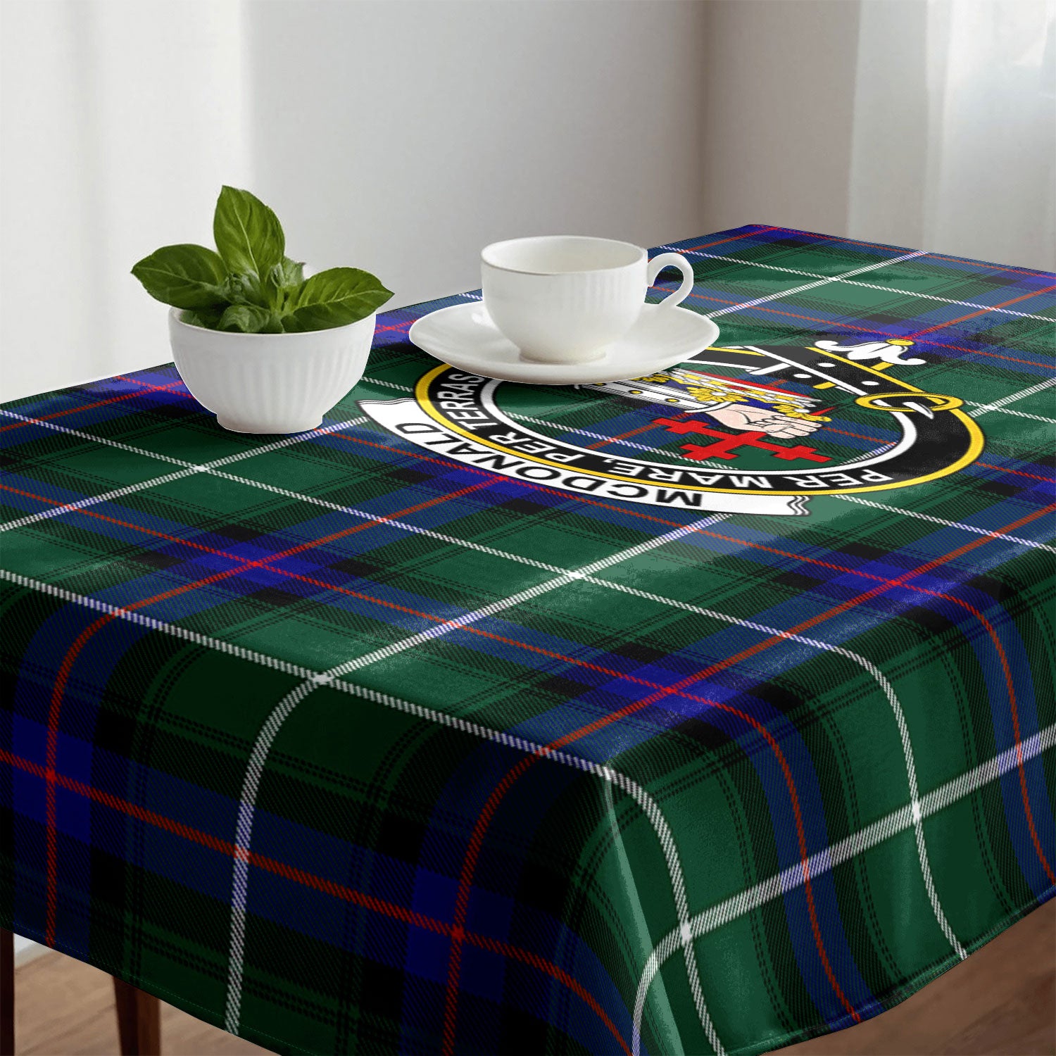 McDonald of the Isles Hunting Modern Tartan Crest Tablecloth
