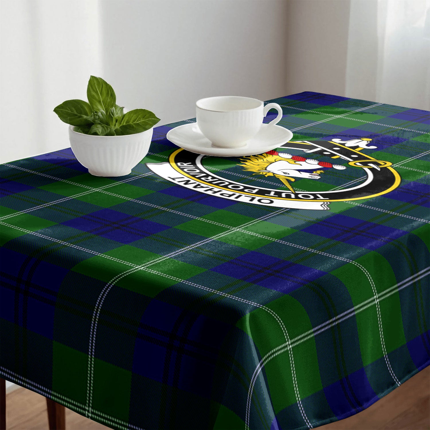 Oliphant Modern Tartan Crest Tablecloth