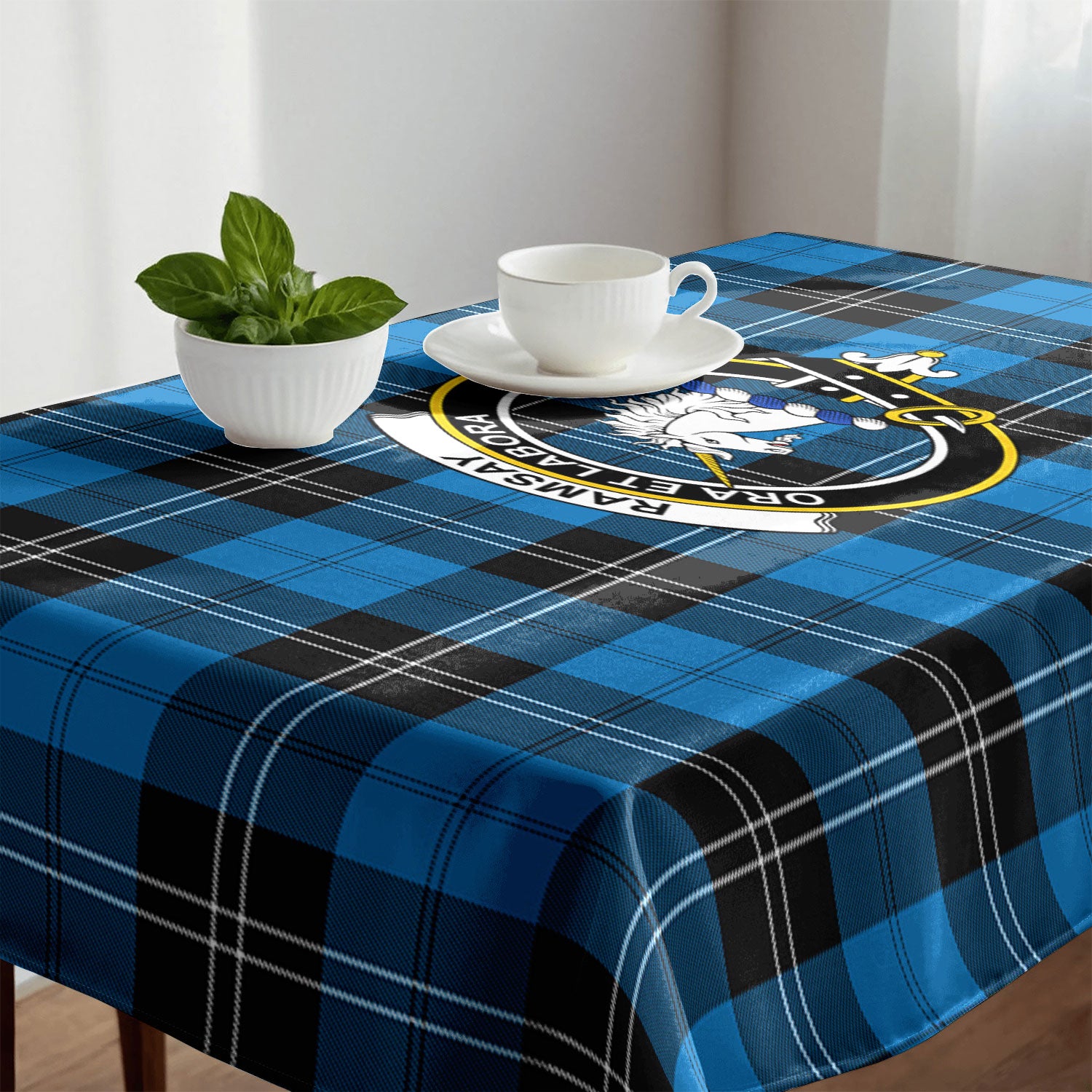 Ramsay Blue Ancient Tartan Crest Tablecloth