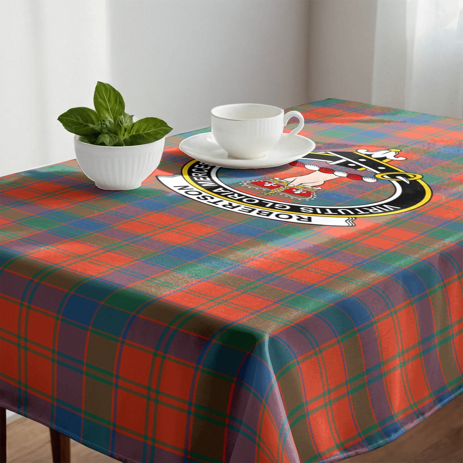 Robertson Ancient Tartan Crest Tablecloth