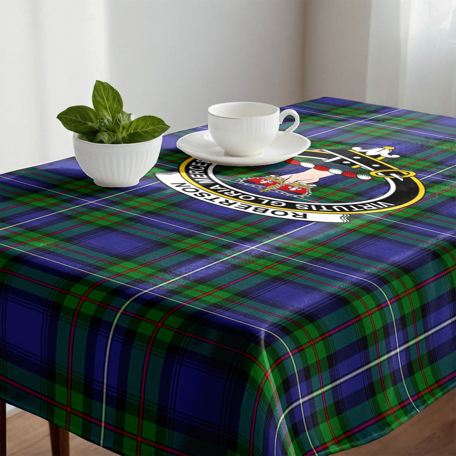 Robertson Hunting Modern Tartan Crest Tablecloth