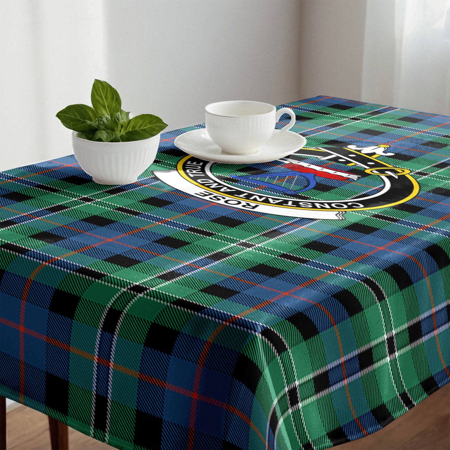 Rose Hunting Ancient Tartan Crest Tablecloth