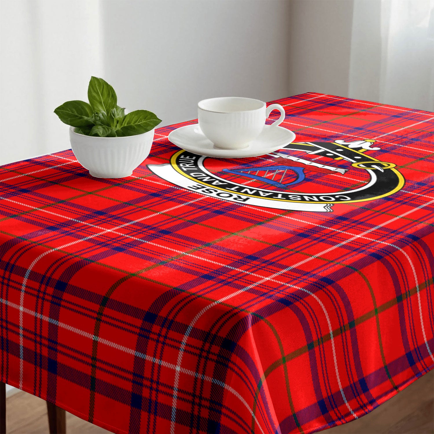 Rose Modern Tartan Crest Tablecloth