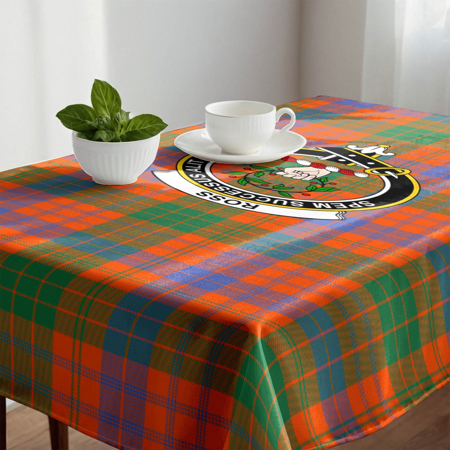 Ross Ancient Tartan Crest Tablecloth