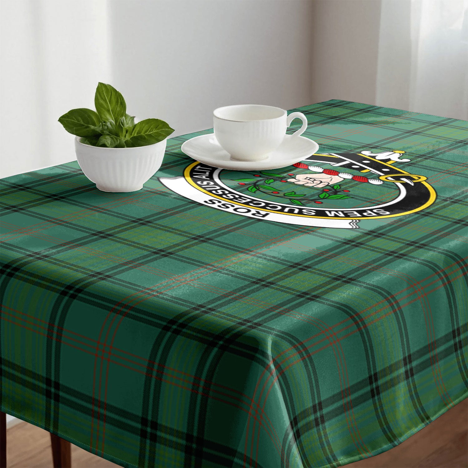 Ross Hunting Ancient Tartan Crest Tablecloth