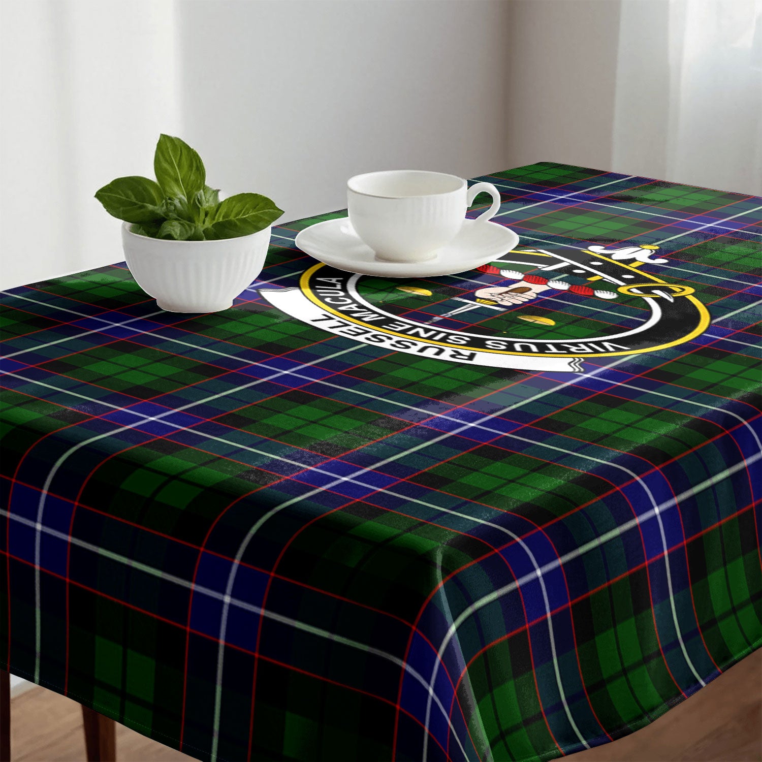 Russell Modern Tartan Crest Tablecloth