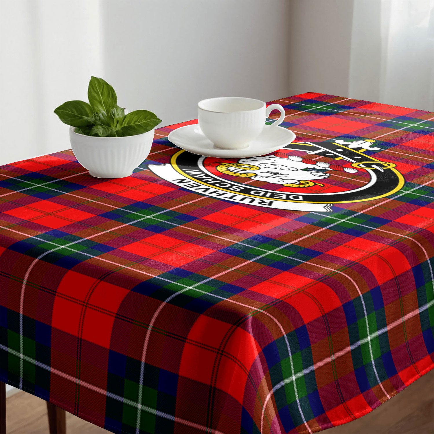 Ruthven Modern Tartan Crest Tablecloth