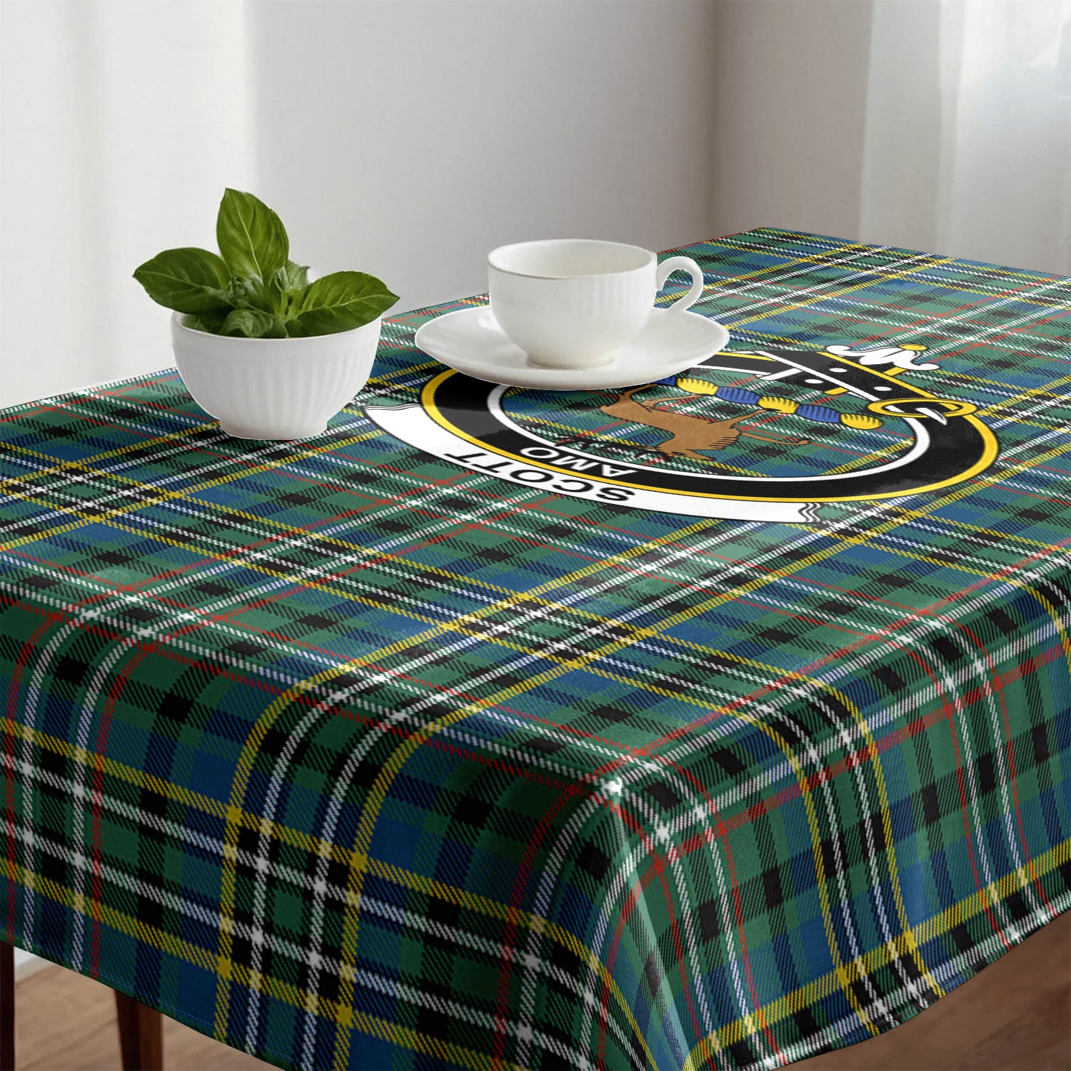 Scott Green Ancient Tartan Crest Tablecloth