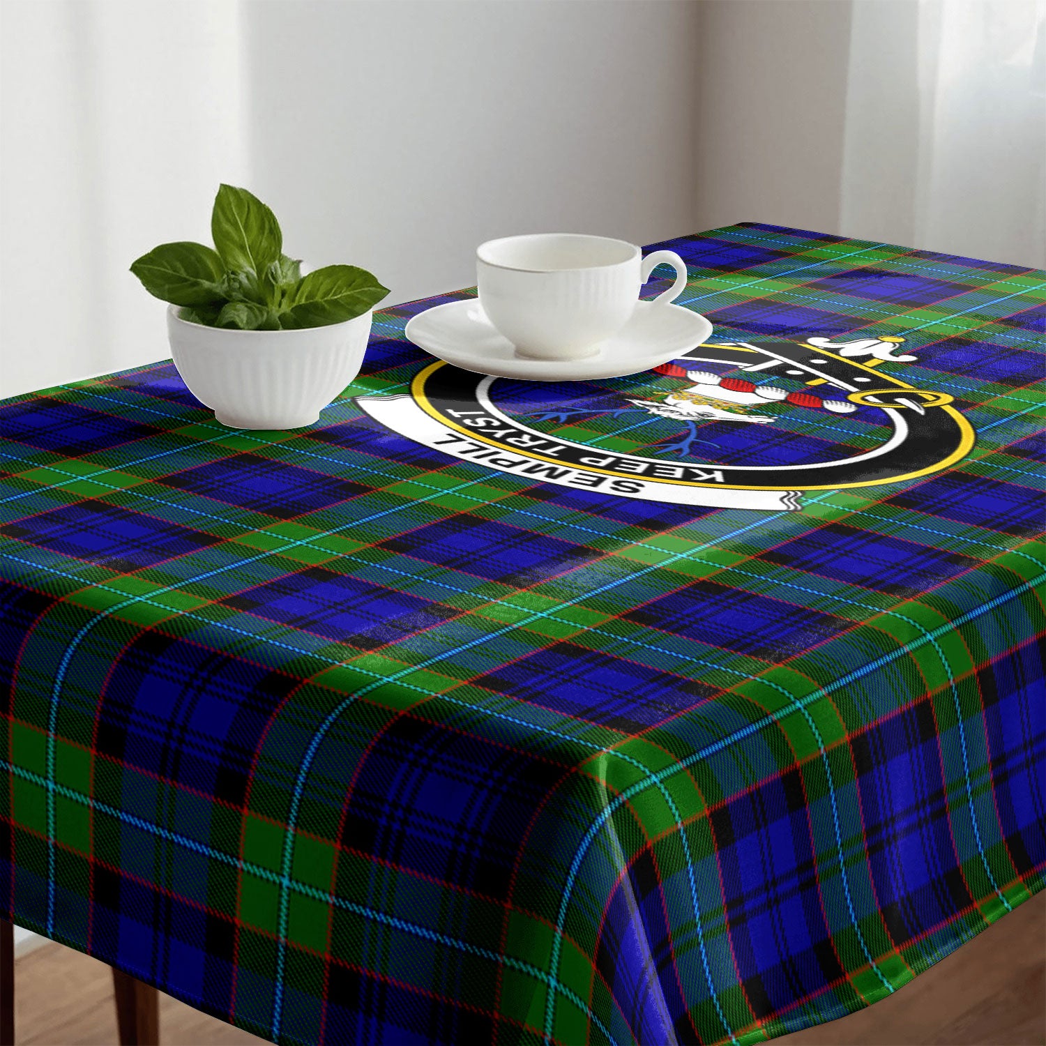 Sempill Modern Tartan Crest Tablecloth