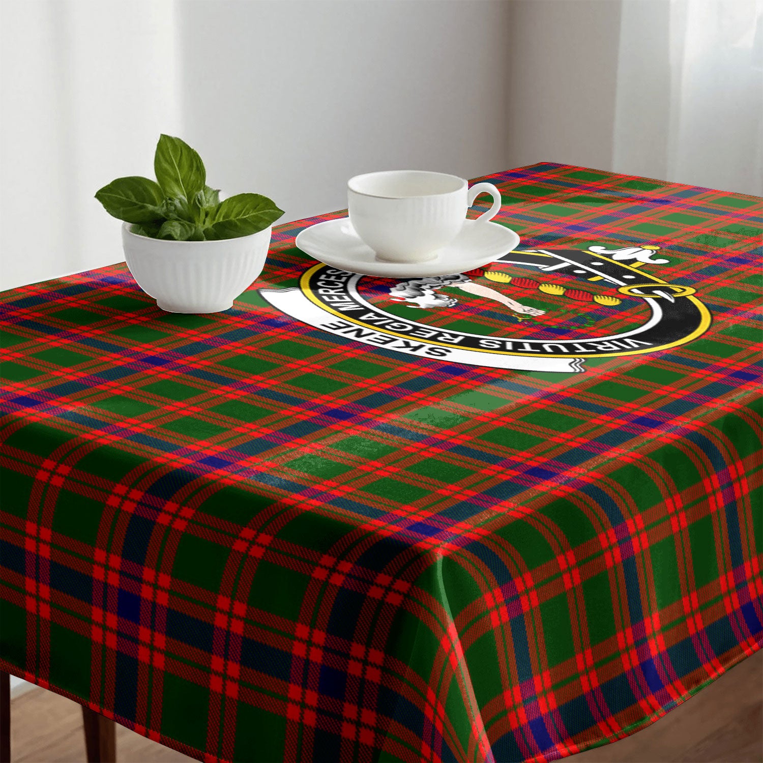 Skene Modern Tartan Crest Tablecloth
