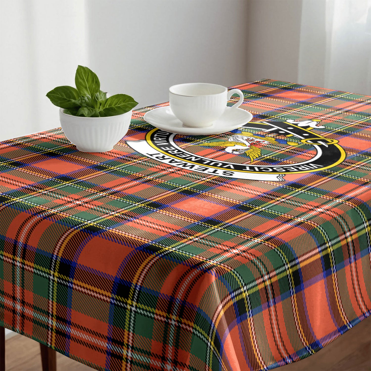 Stewart Royal Ancient Tartan Crest Tablecloth