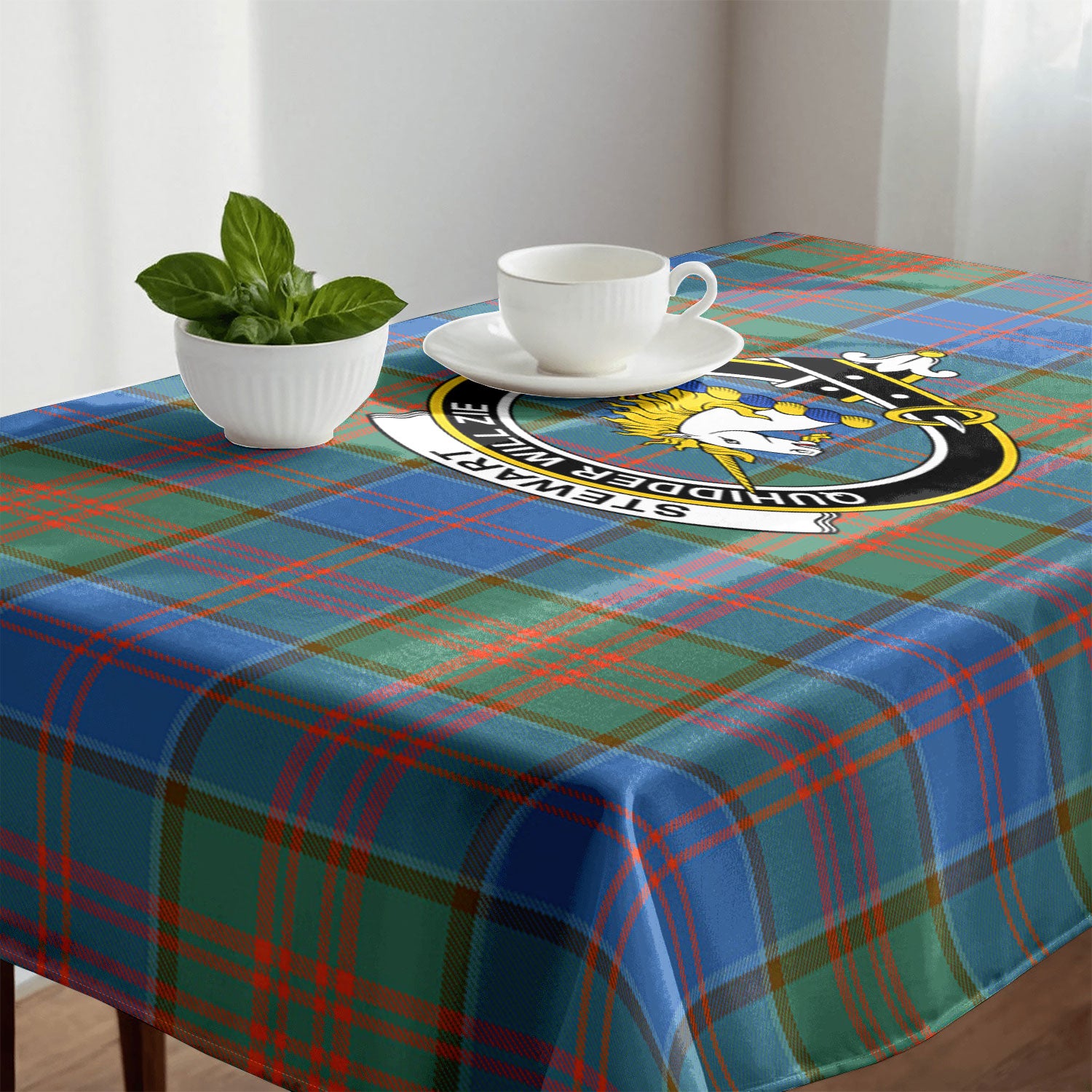 Stewart of Appin Hunting Ancient Tartan Crest Tablecloth
