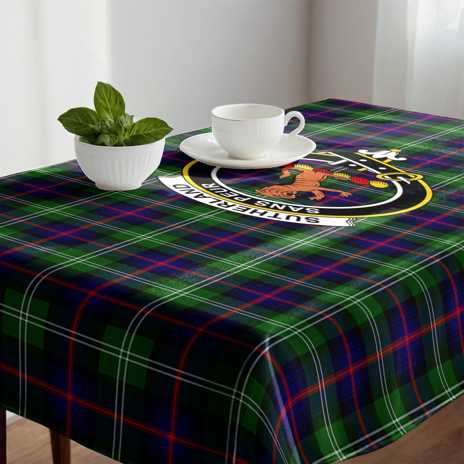Sutherland Modern Tartan Crest Tablecloth