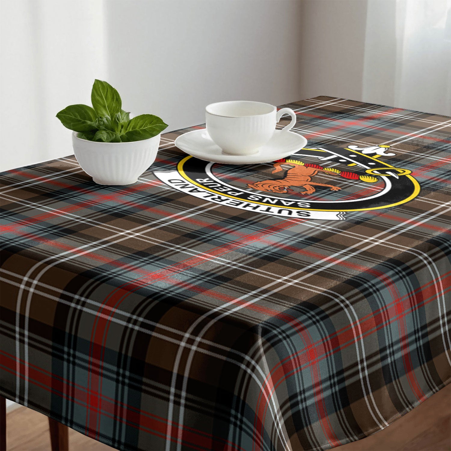 Sutherland Weathered Tartan Crest Tablecloth
