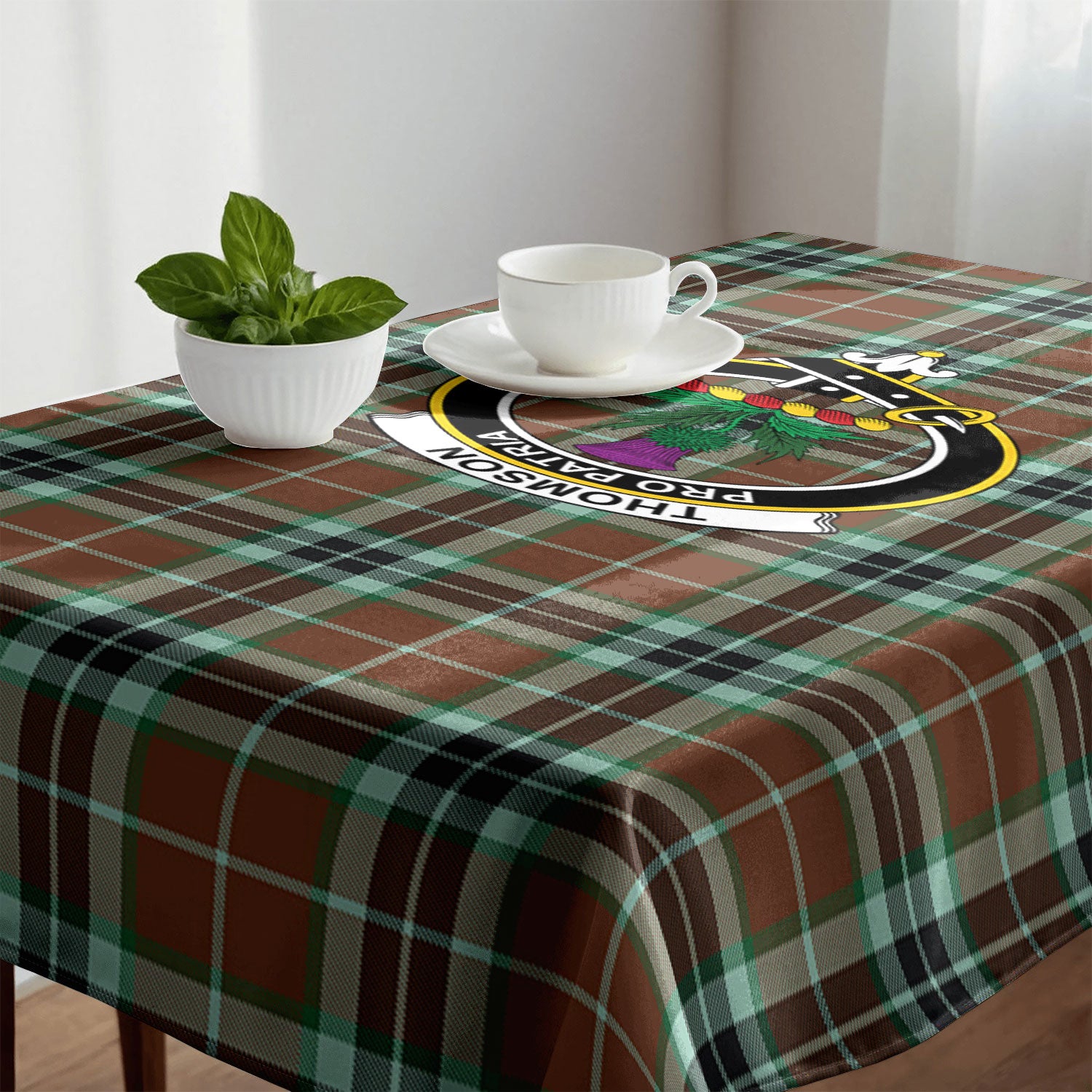 Thomson Hunting Modern Tartan Crest Tablecloth