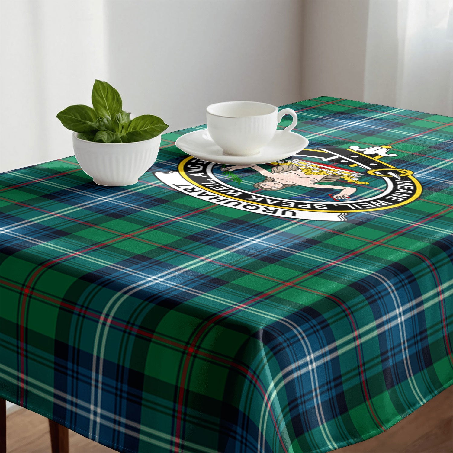 Urquhart Ancient Tartan Crest Tablecloth