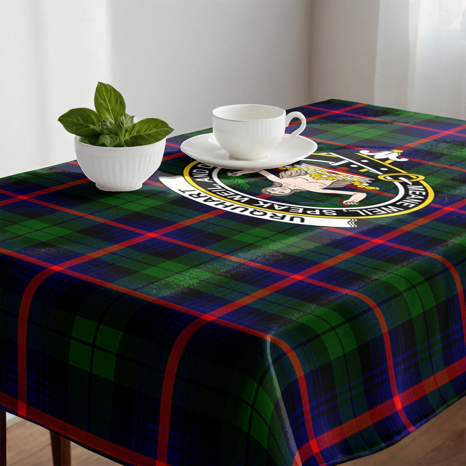 Urquhart Modern Tartan Crest Tablecloth