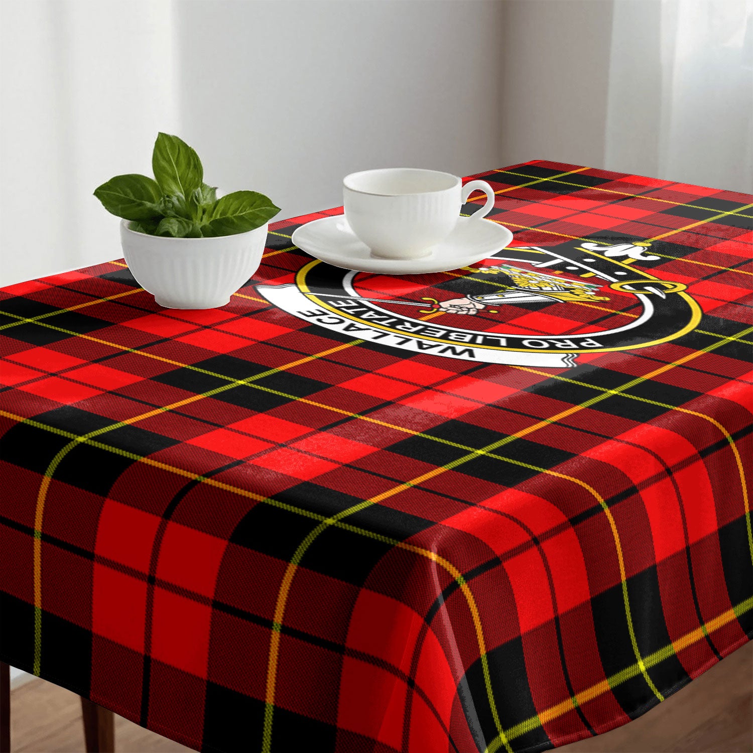 Wallace Hunting Red Tartan Crest Tablecloth