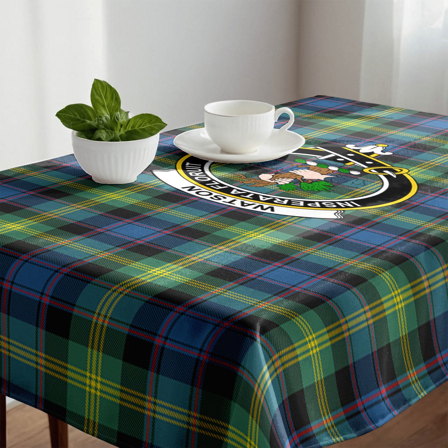 Watson Ancient Tartan Crest Tablecloth