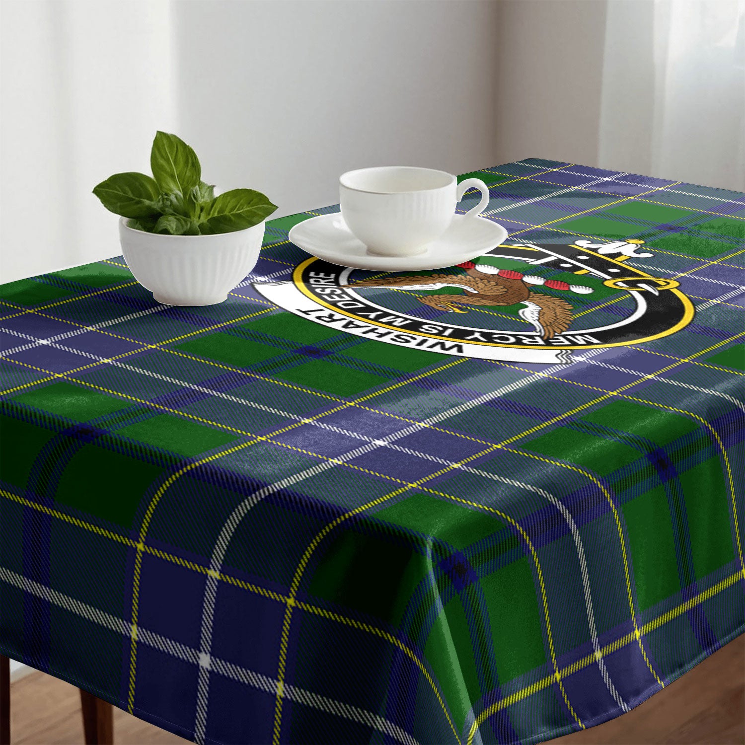 Wishart Hunting Tartan Crest Tablecloth