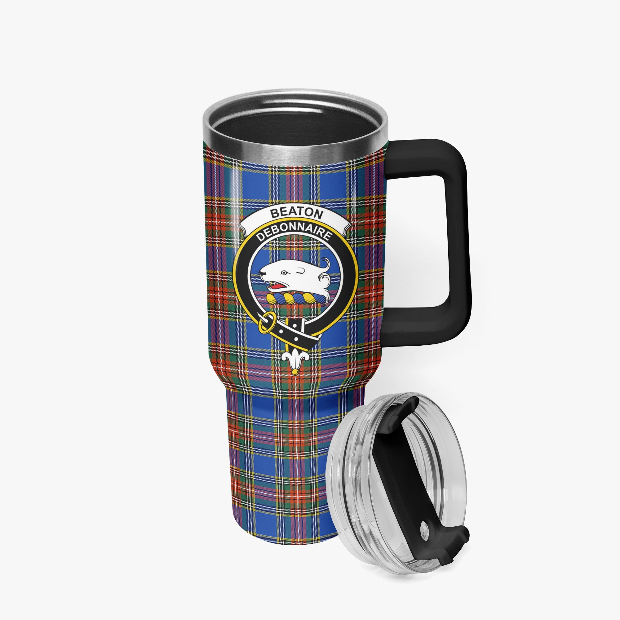 Beaton Ancient Tartan Crest 40 oz Insulated Tumbler with Handle
