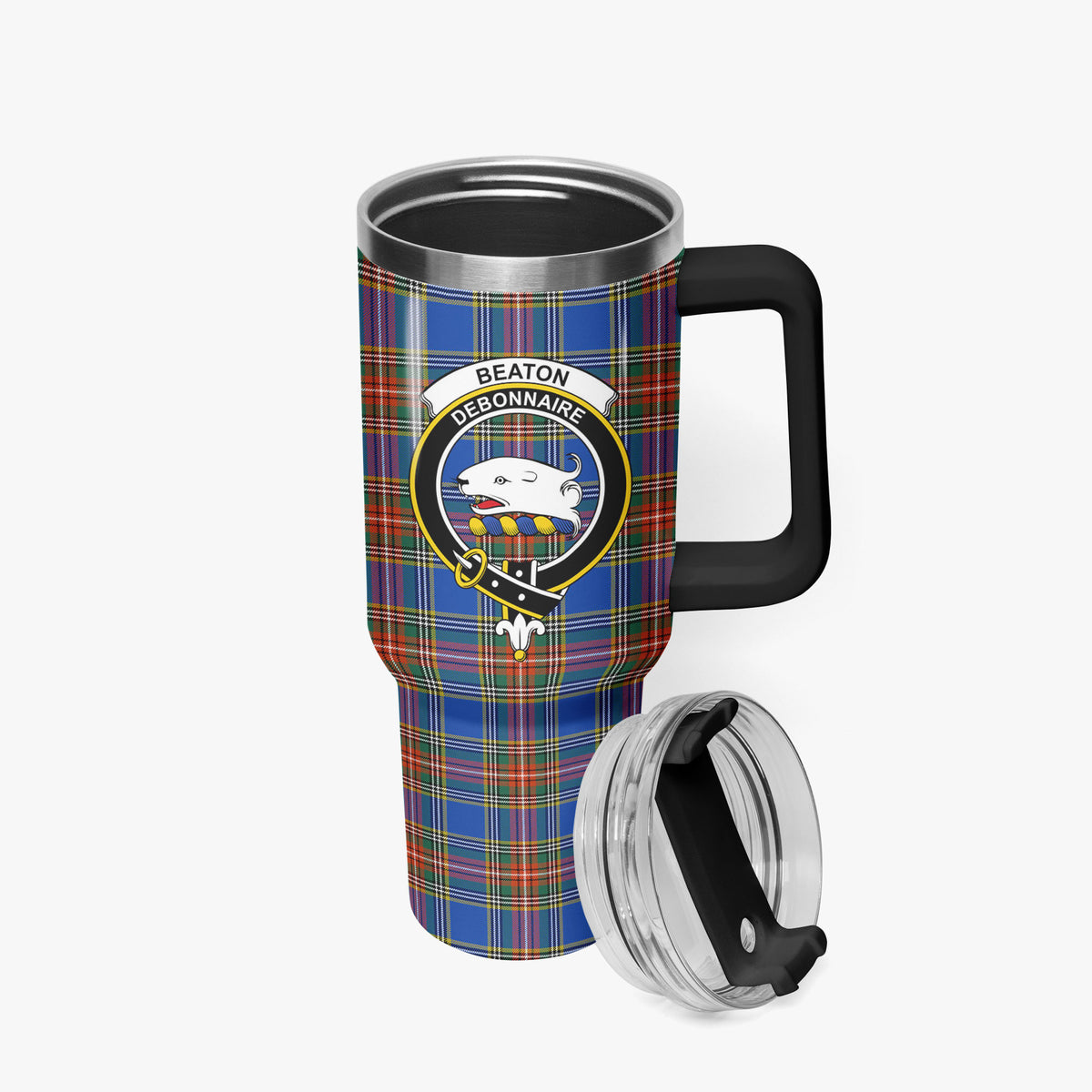 Beaton Ancient Tartan Crest 40 oz Insulated Tumbler with Handle