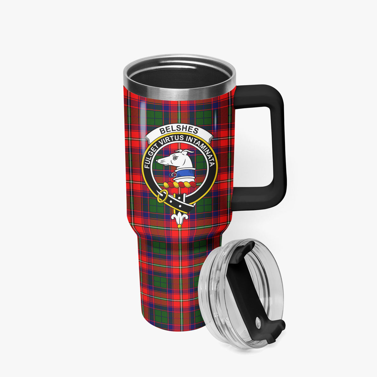 Belshes Tartan Crest 40 oz Insulated Tumbler with Handle