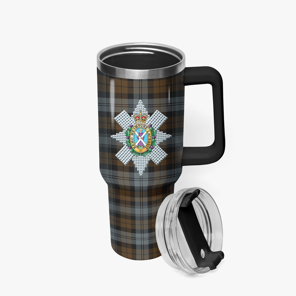 Black Watch Weathered Tartan Crest 40 oz Insulated Tumbler with Handle