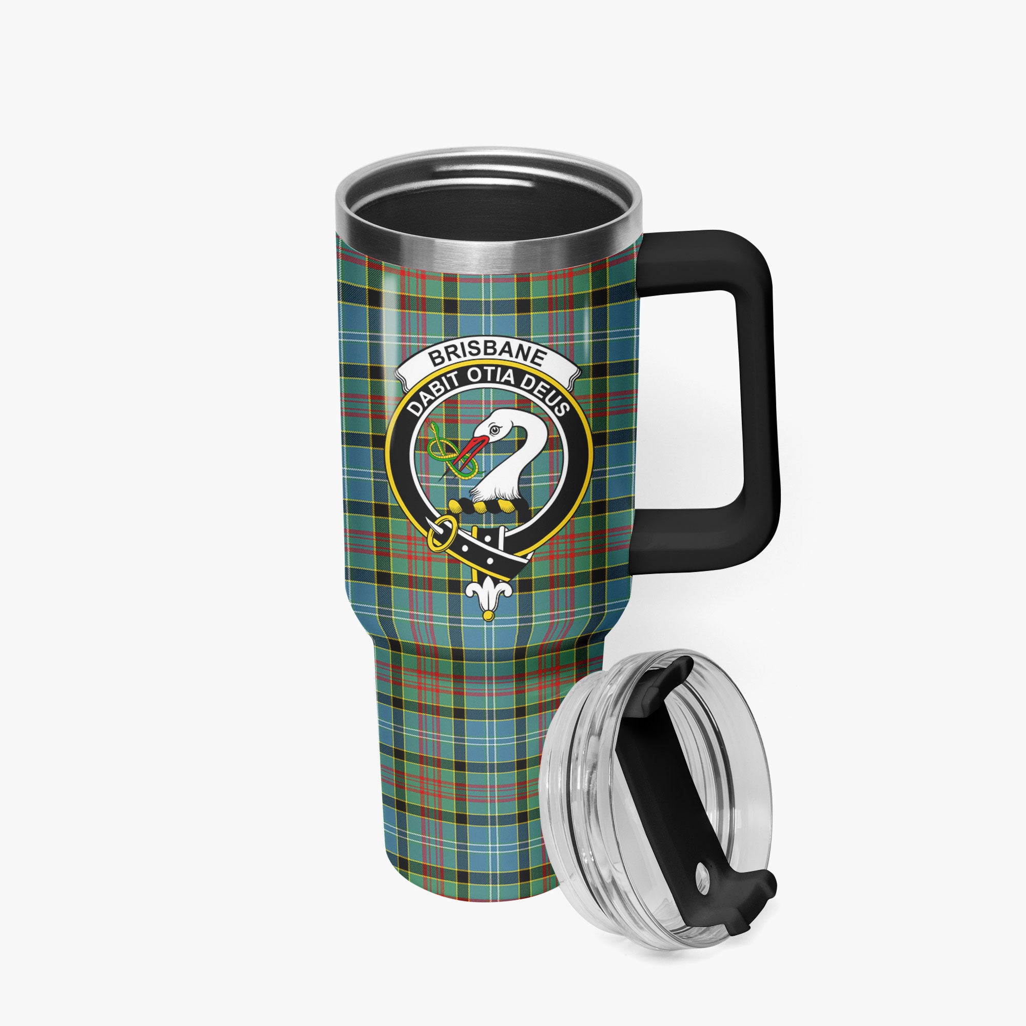 Brisbane Tartan Crest 40 oz Insulated Tumbler with Handle