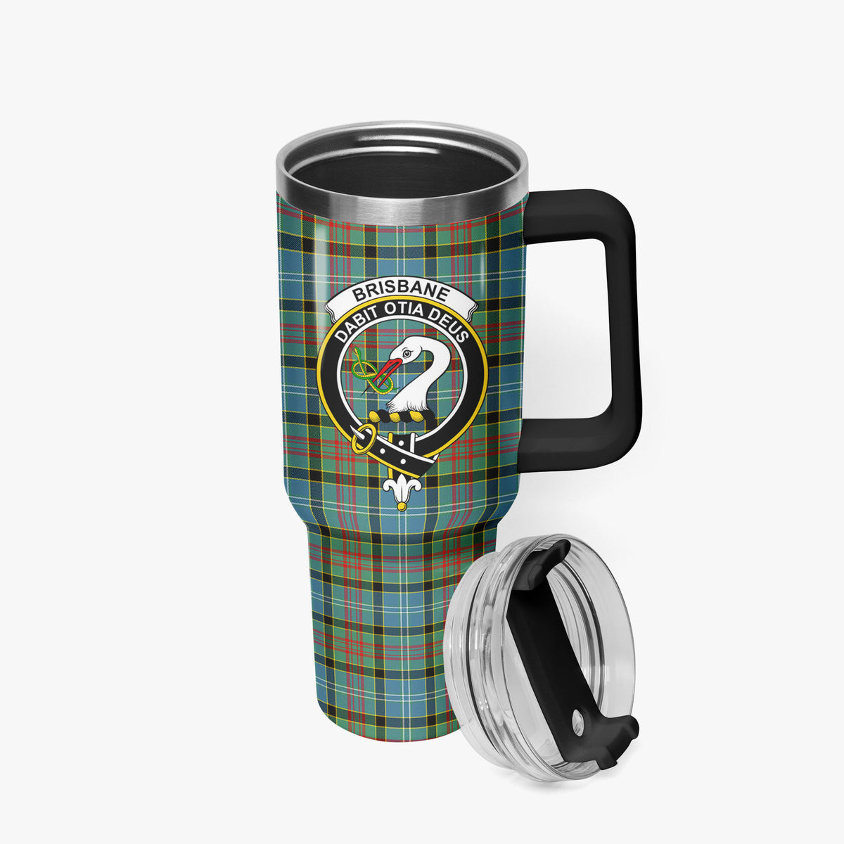 Brisbane Tartan Crest 40 oz Insulated Tumbler with Handle