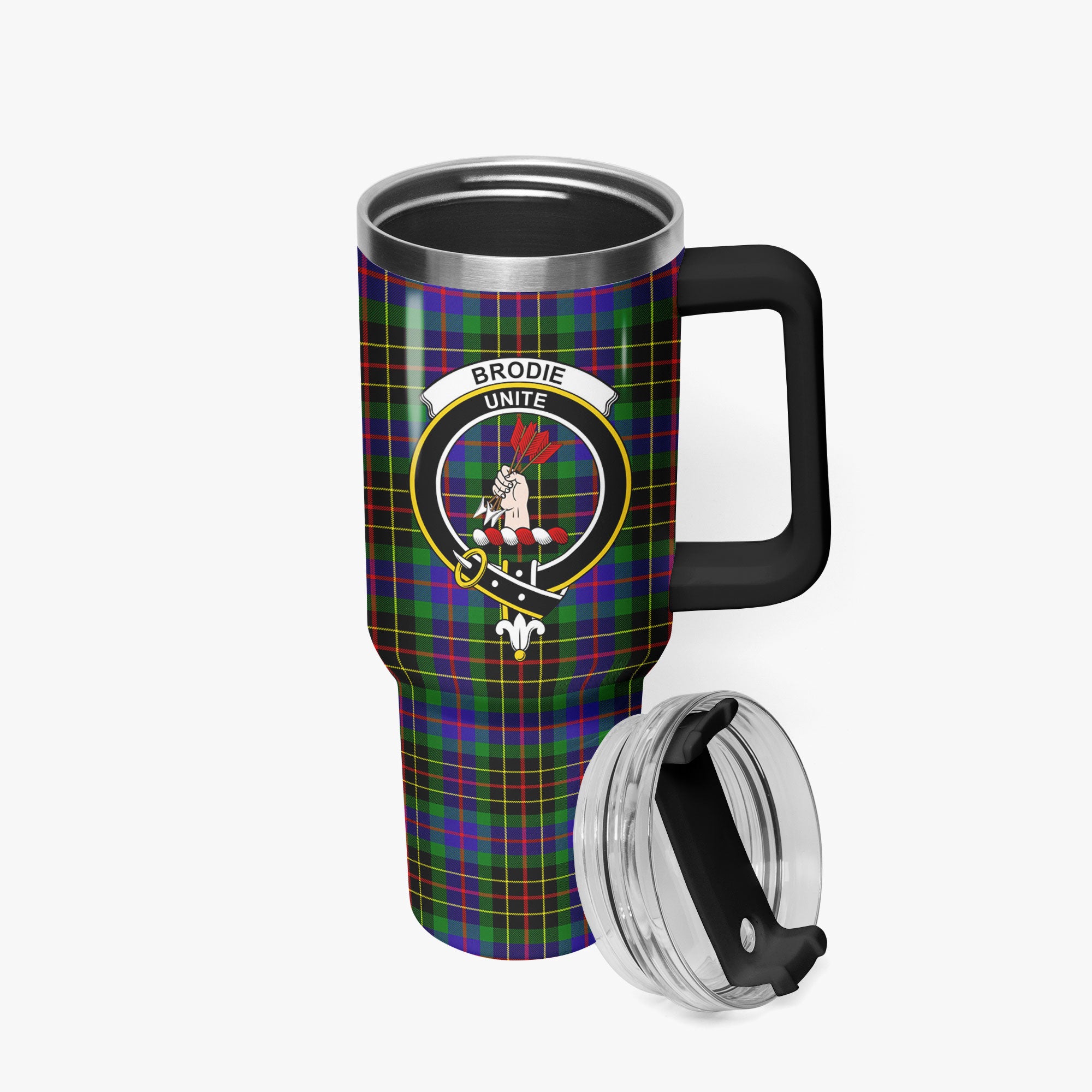 Brodie Hunting Modern Tartan Crest 40 oz Insulated Tumbler with Handle