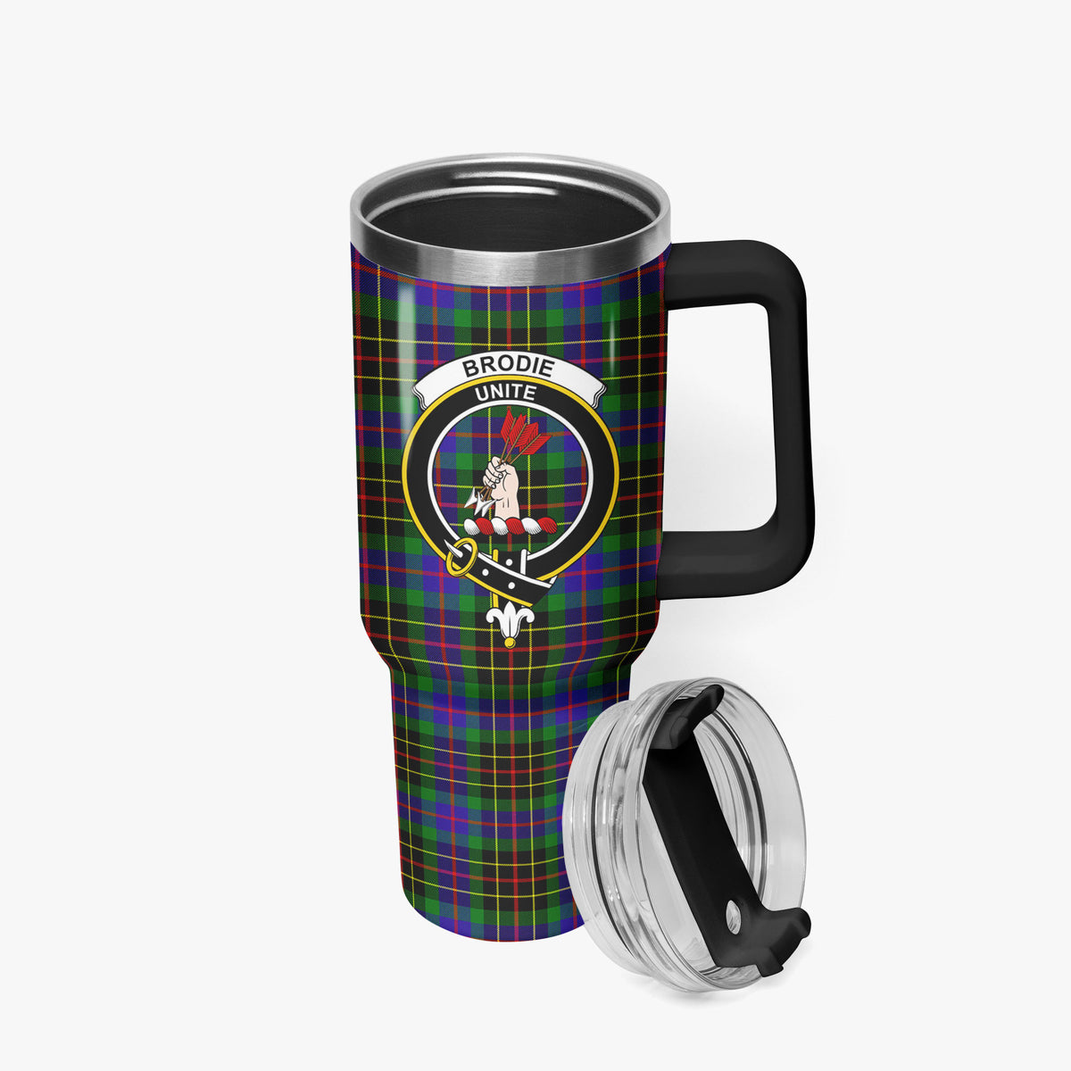 Brodie Hunting Modern Tartan Crest 40 oz Insulated Tumbler with Handle