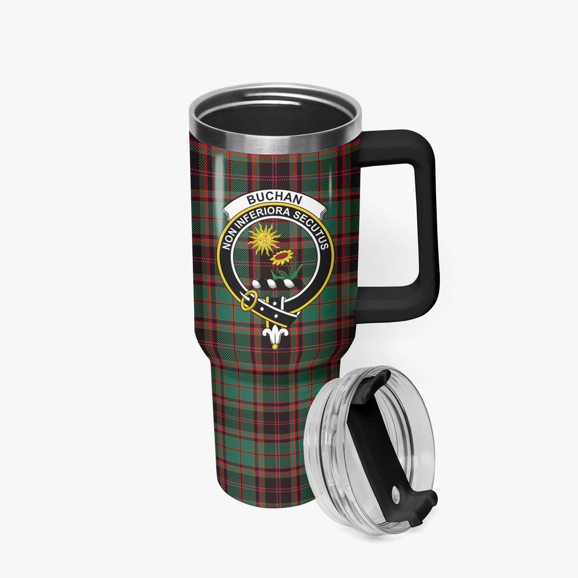 Buchan Ancient Tartan Crest 40 oz Insulated Tumbler with Handle