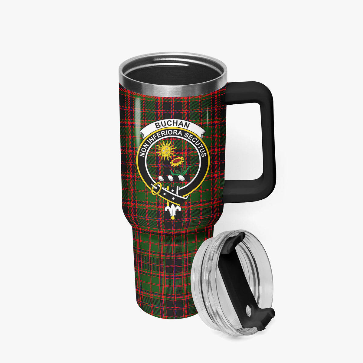 Buchan Modern Tartan Crest 40 oz Insulated Tumbler with Handle