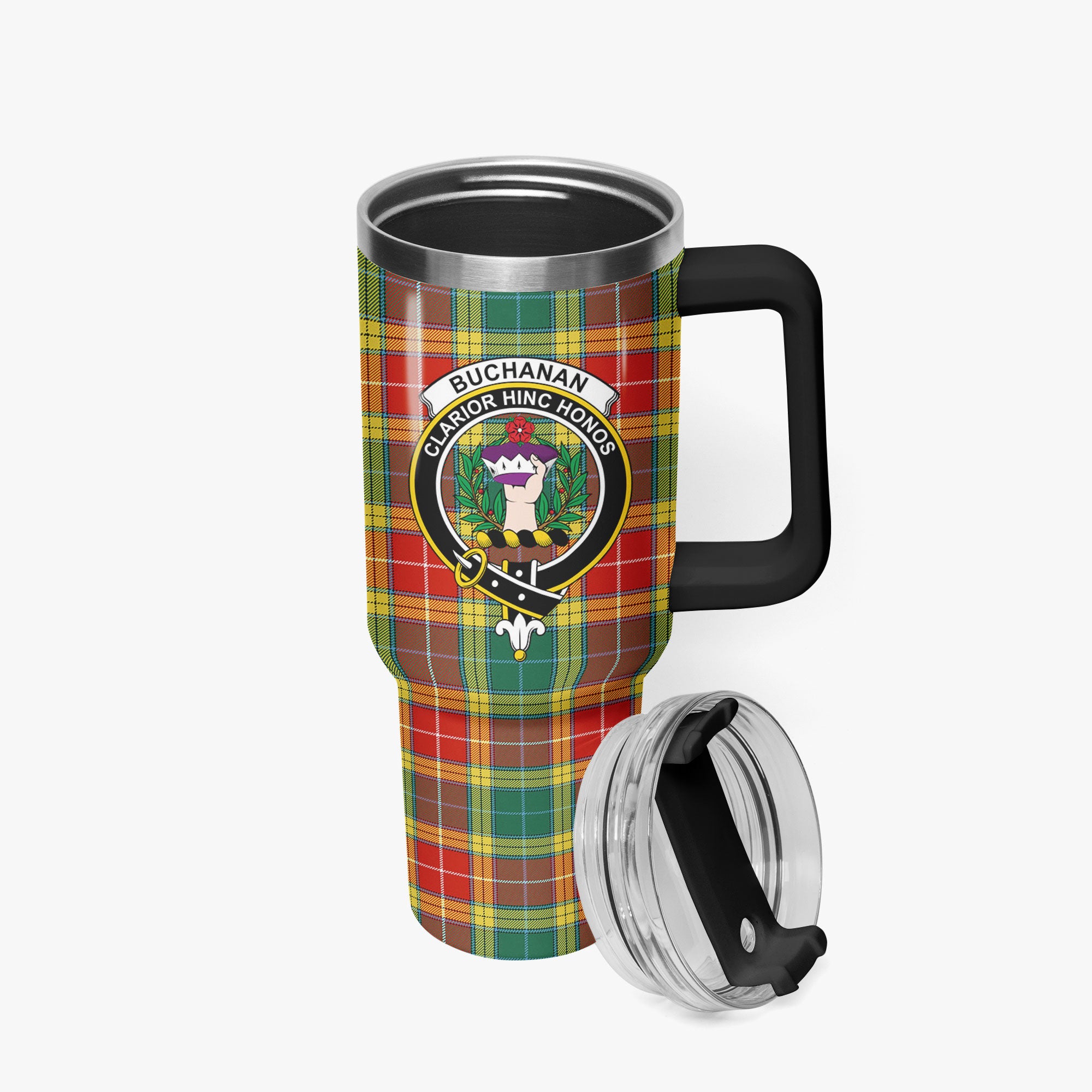 Buchanan Old Sett Tartan Crest 40 oz Insulated Tumbler with Handle
