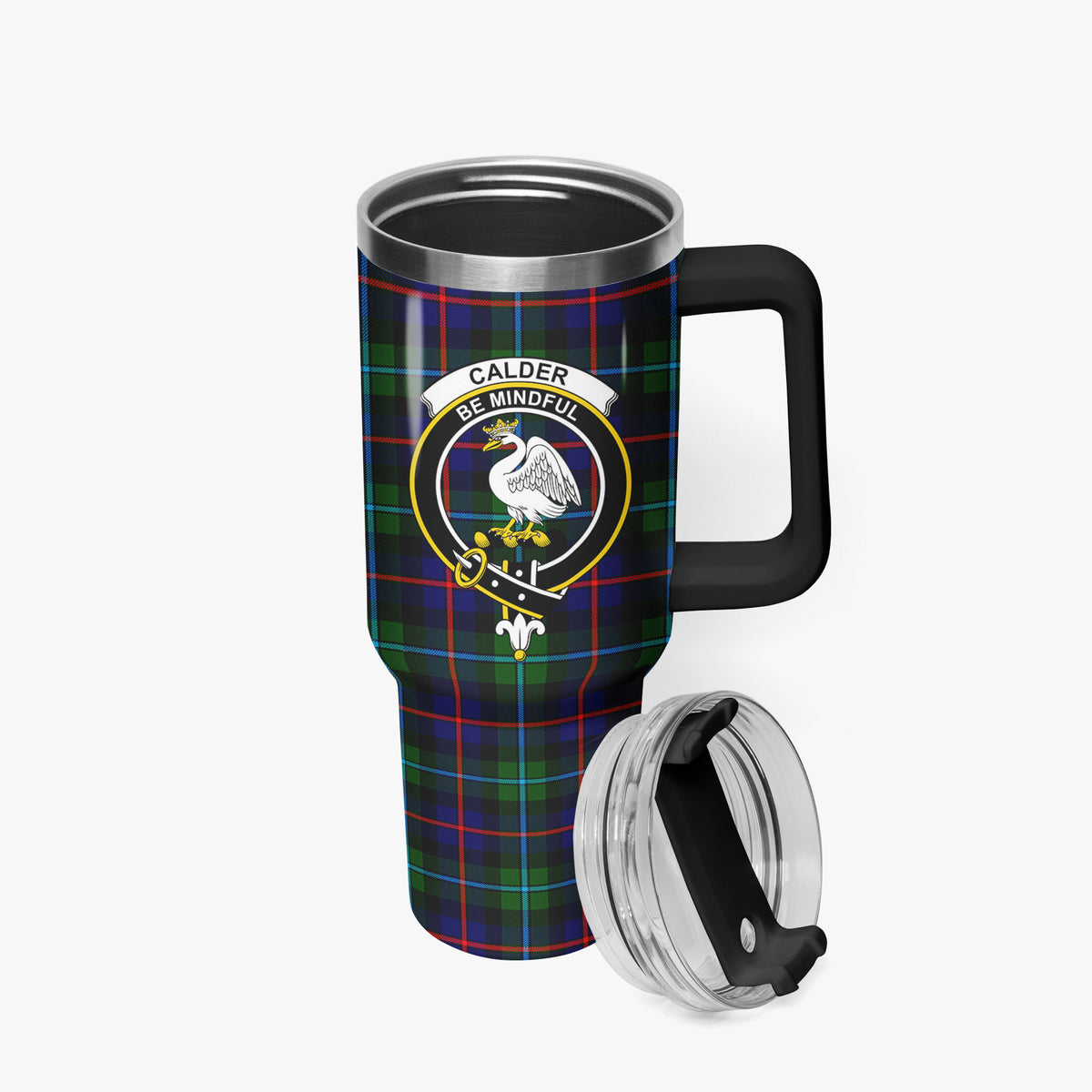 Calder (Calder-Campbell) Tartan Crest 40 oz Insulated Tumbler with Handle