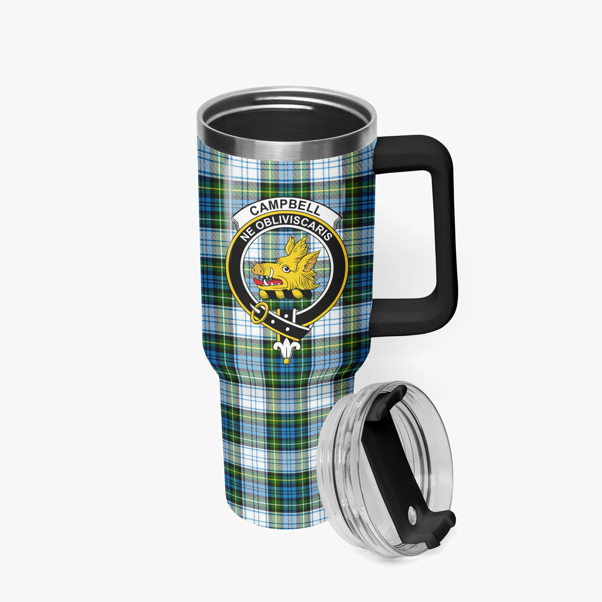 Campbell Dress Tartan Crest 40 oz Insulated Tumbler with Handle