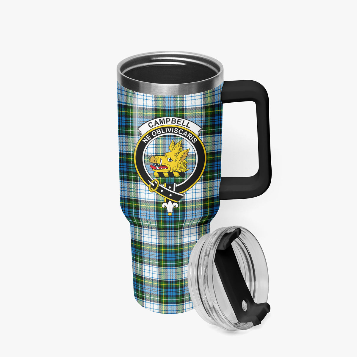 Campbell Dress Tartan Crest 40 oz Insulated Tumbler with Handle