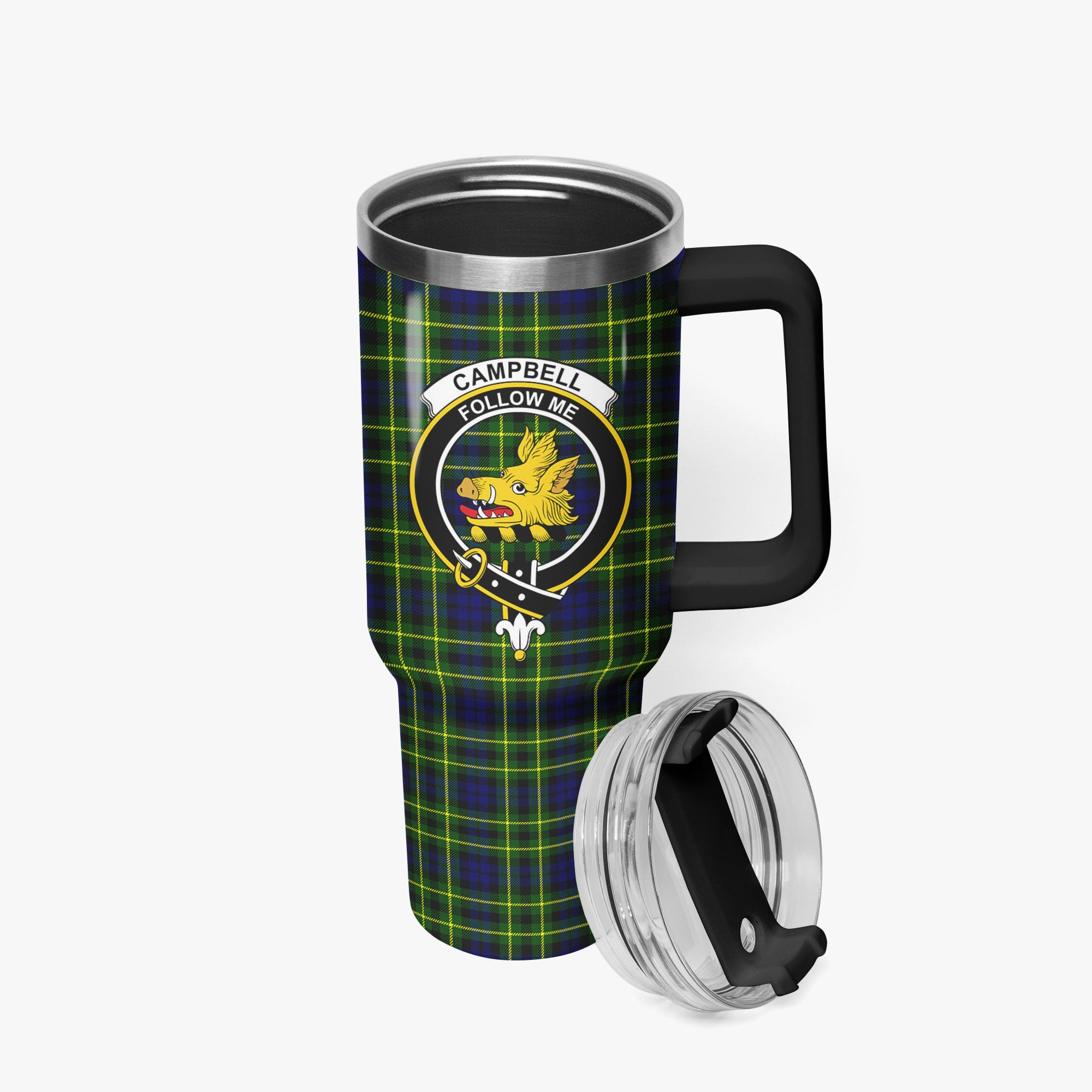 Campbell of Breadalbane Modern Tartan Crest 40 oz Insulated Tumbler with Handle