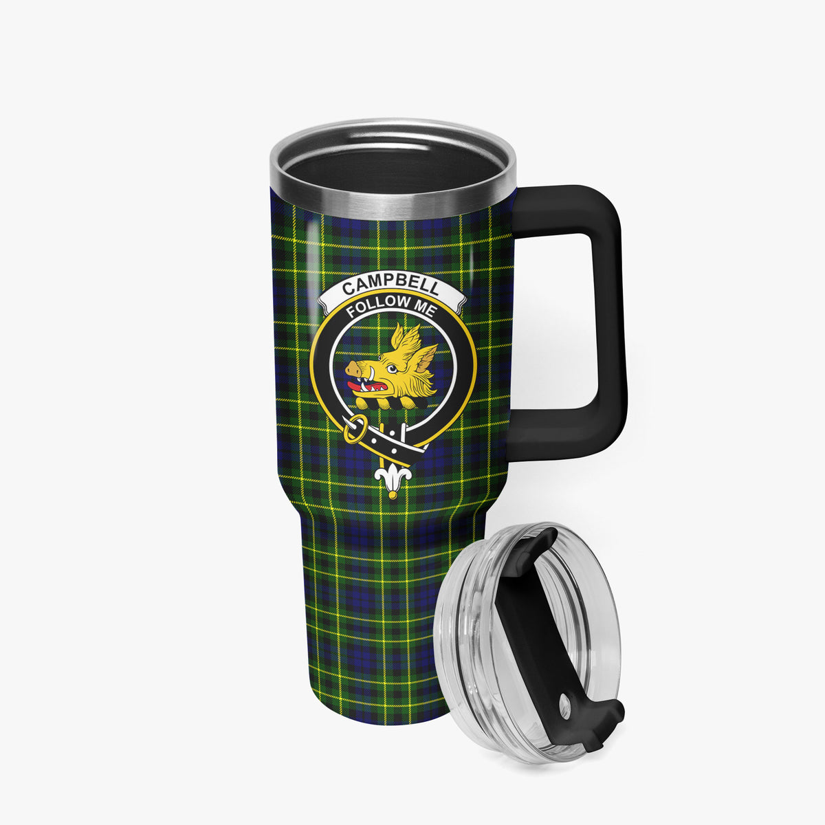 Campbell of Breadalbane Modern Tartan Crest 40 oz Insulated Tumbler with Handle