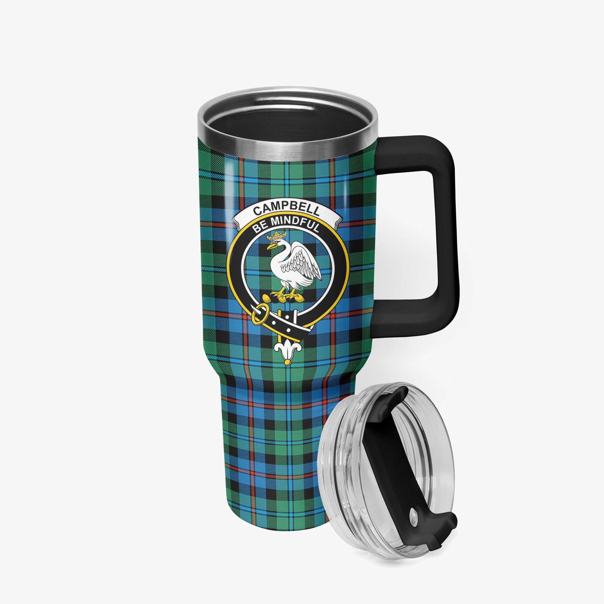 Campbell of Cawdor Ancient Tartan Crest 40 oz Insulated Tumbler with Handle
